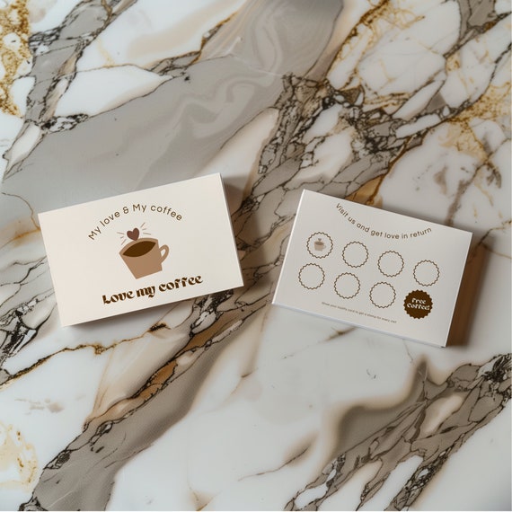 Cafe Loyalty Card Template, Coffee Shop Stamp Card (Canva Editable, Digital Download)