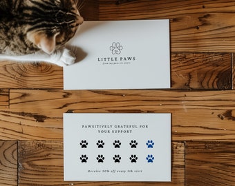 Minimalistic / Simplistic / Modern Pet store / business, customer loyalty card [INSTANT DOWNLOAD+editable on Canva]