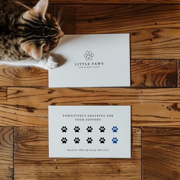 Minimalistic / Simplistic / Modern Pet store / business, customer loyalty card [INSTANT DOWNLOAD+editable on Canva]