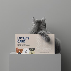 Pet shop / Pet cafe loyalty card + Stamp card [EDITABLE on CANVA // INSTANT download // one time purchase] Small Business Card (one sided)