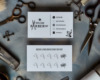 Editable Barber Shop Loyalty Card Template (Digital Download)