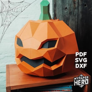 Pumpkin Papercraft Low Poly, Digital Template, 3D Pumpkin Poly Paper, DIY Origami Model, Halloween Decor, Pepakura, PDF SVG Template