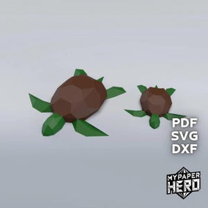 Papercraft Turtles 3D, Digital Template, Low Poly Turtles 3D, PDF SVG Files, pepakura model, diy origami, printable paper sculptures turtles