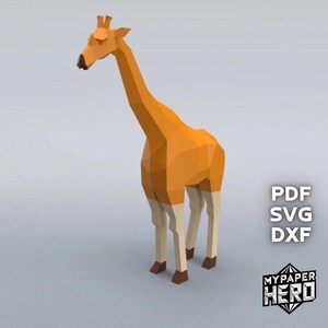Papercraft 3D kleine giraf, digitale sjabloon, laag polygiraf, DIY-origamimodel, dierlijk papier poly 3D, pepakura, papieren girafsculptuur
