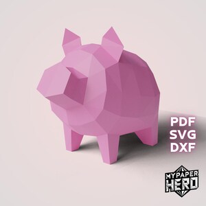Salvadanaio di carta 3D, modello digitale, salvadanaio low poly, file PDF SVG, origami, modello stampabile in carta poly, artigianato pepakura, modello fai da te