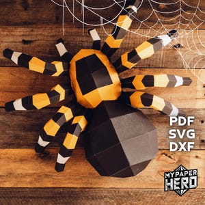 Ragno low poly, modello digitale, ragno 3D in carta, decorazione di Halloween, arte murale, modello Pepakura fai da te, animale 3D in carta poly, PDF SVG