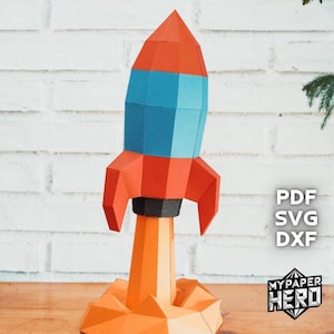Low poly Starship Rocket, Digital Template, Papercraft Rocket, Rocket 3D, PDF SVG origami 3d model paper craft DIY low poly rocket