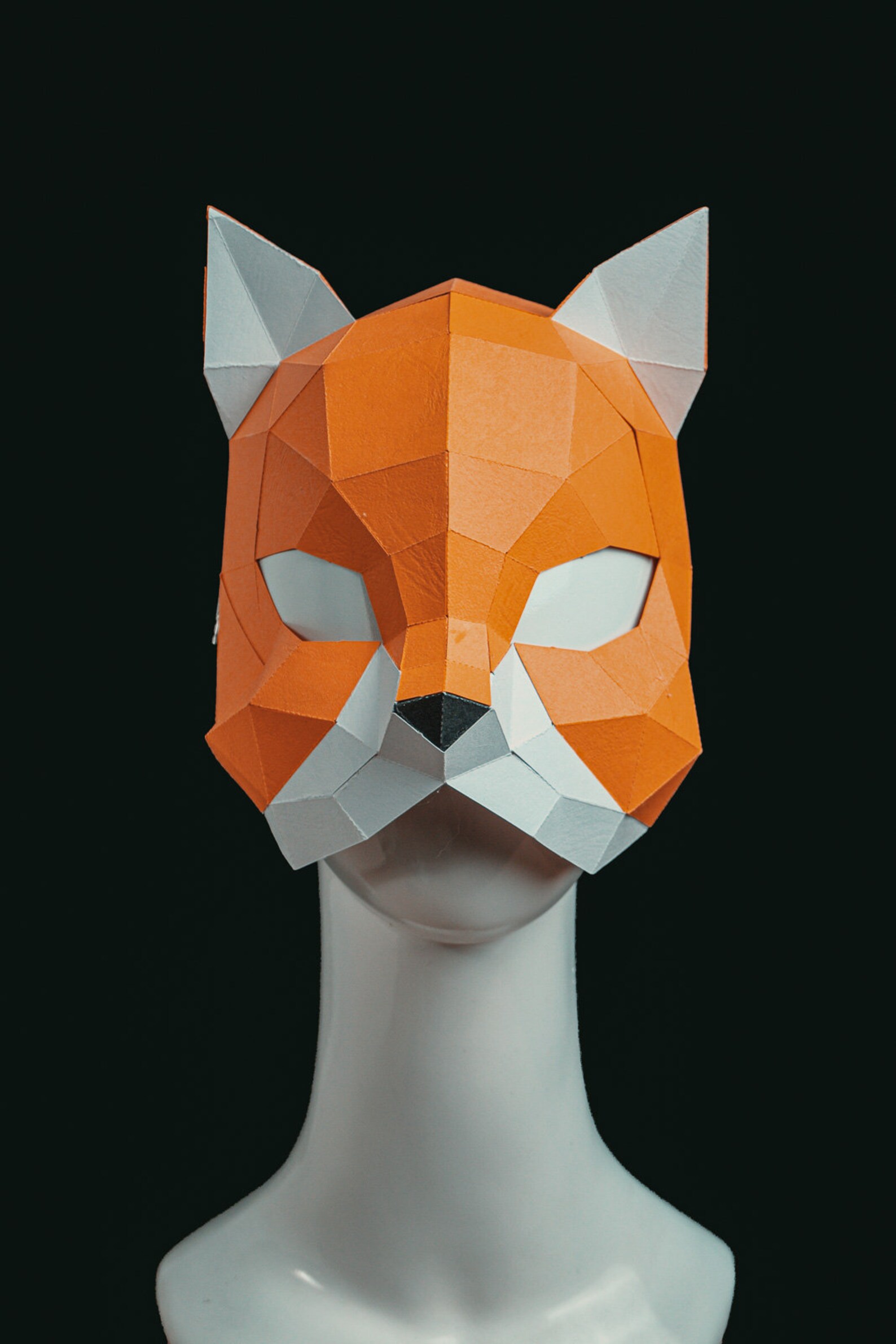 Low Poly Cat 3D Paper Mask PDF, SVG Template for Creating Cat 3D Paper ...