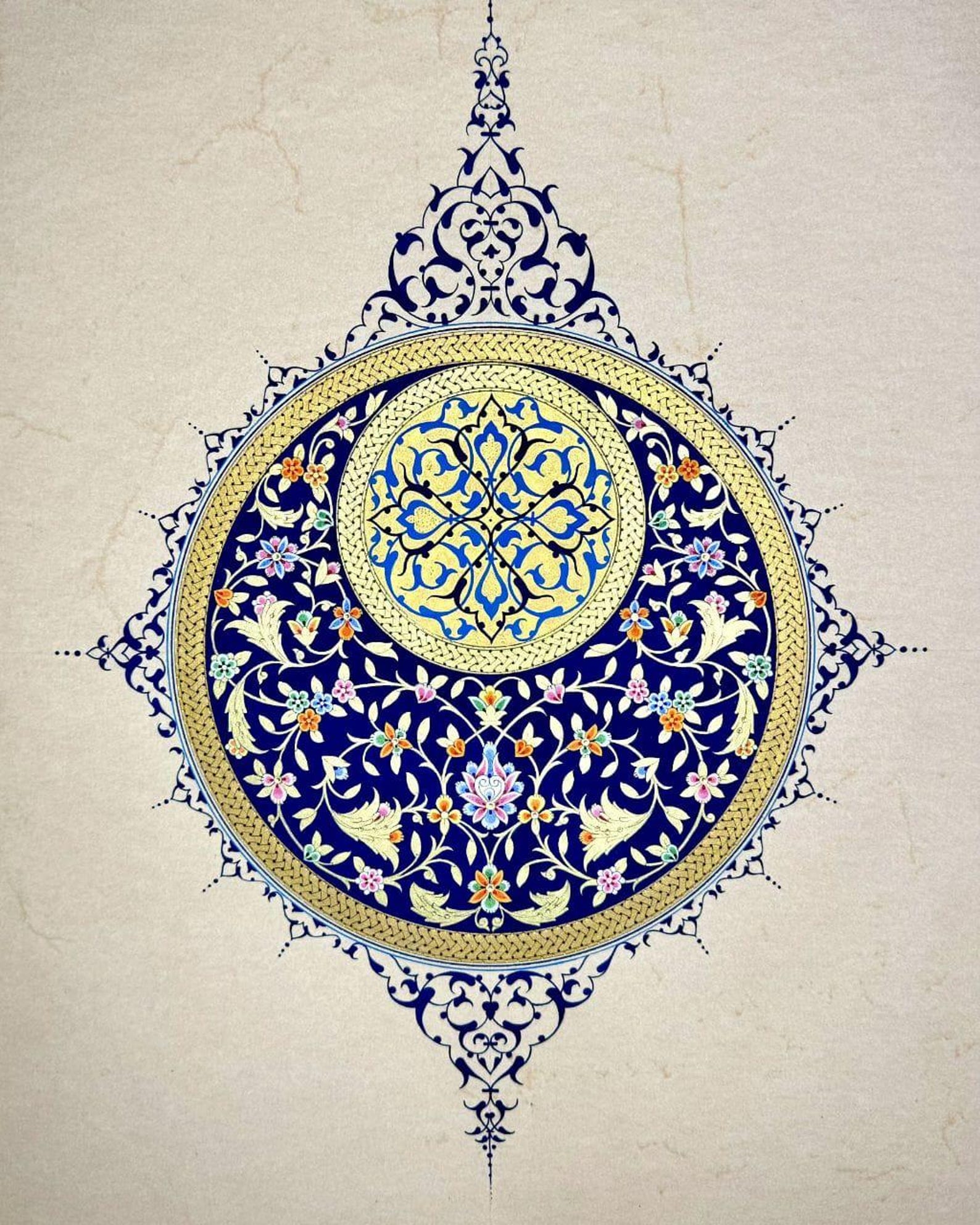 Persian Illumination Tazhib Handmade Gold 24k Gold Leaf Persian