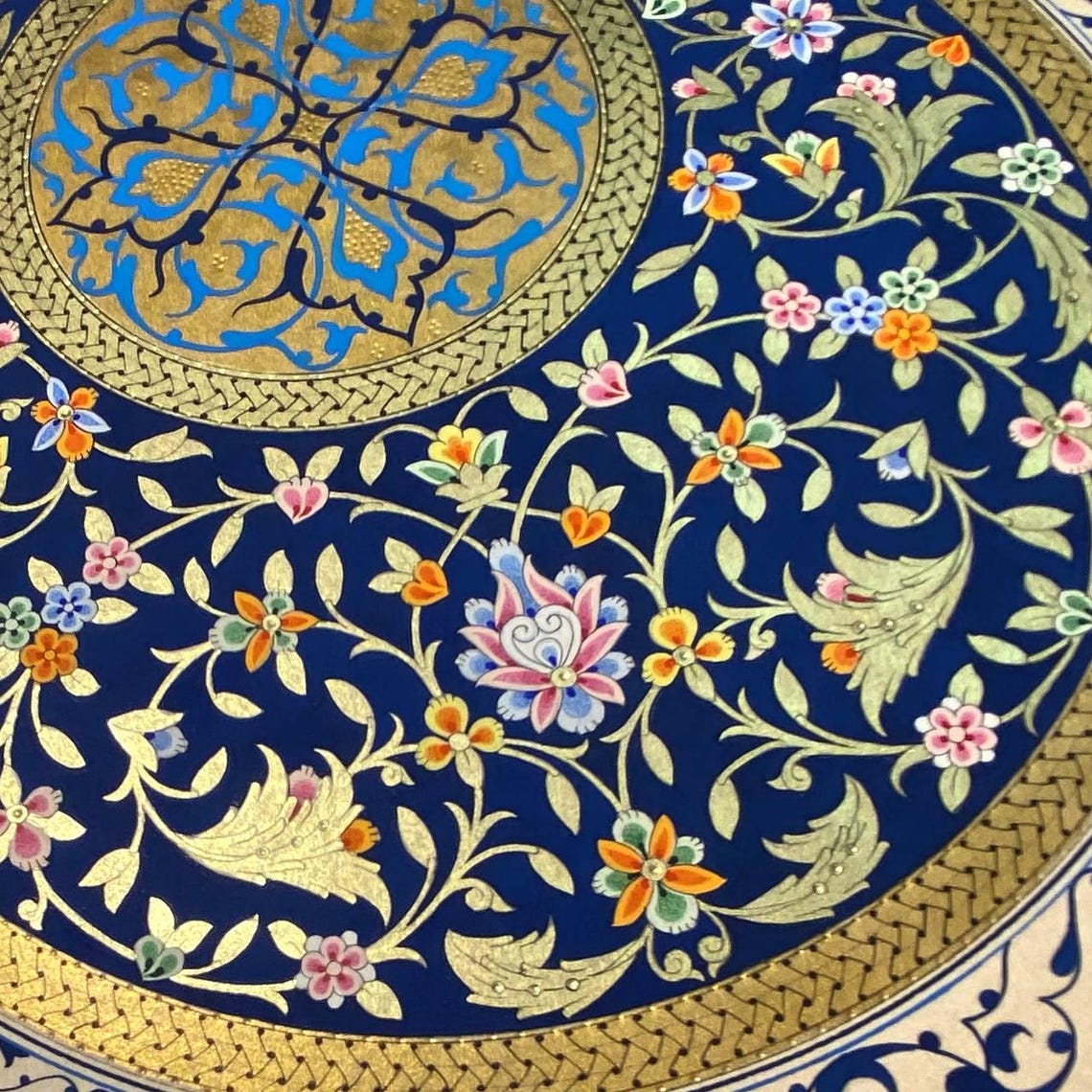 Persian Illumination Tazhib Handmade Gold 24k Gold Leaf Persian