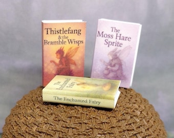 Fairy Storybook Set, Dollhouse Miniature Books, 1:12 Scale Non-Opening Decor