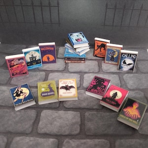 Set of 3 Miniature Halloween Books, 1:12 Scale Dollhouse Horror, Witch, Vampire Decor