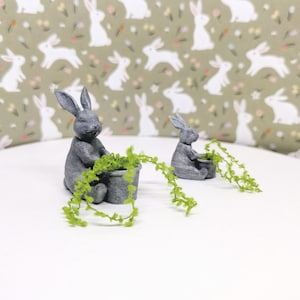 Bunny Planter, Dollhouse Handpainted Spring Easter Rabbit Plant, Garden Decor