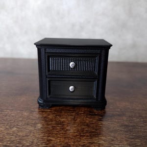 Miniature Nightstand, 1:12 Scale Dollhouse Bedside Table with 2 Drawers