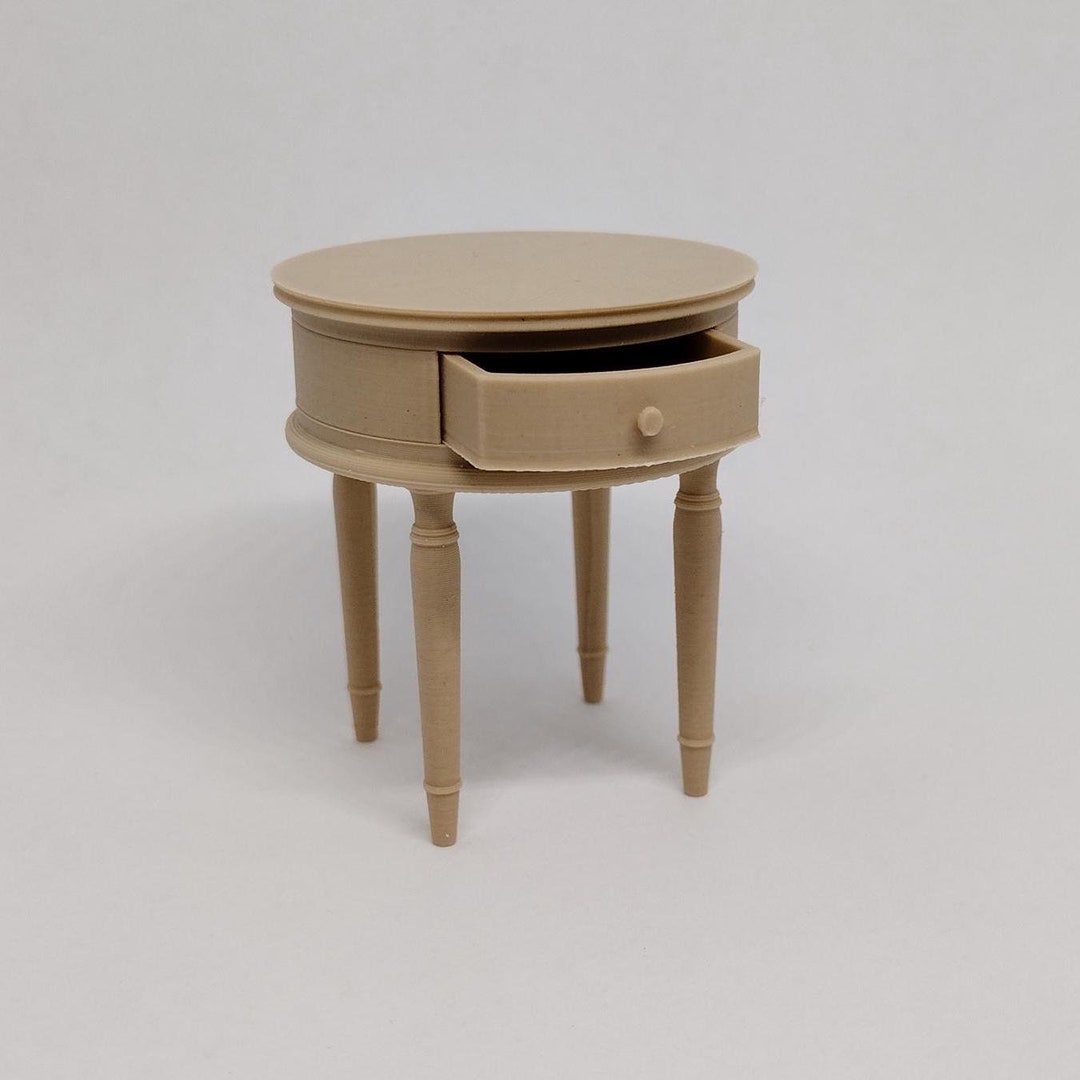 Round Side Table, Dollhouse End Table With Drawer - Etsy