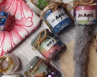 Magic Spells/Potion Jar Dreadlock Bead - handmade resins beads with large hole - Hippy/Alternative