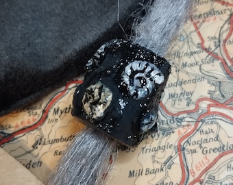 Ammonite Fossils Dreadlock Bead - hand painted resins beads with large hole