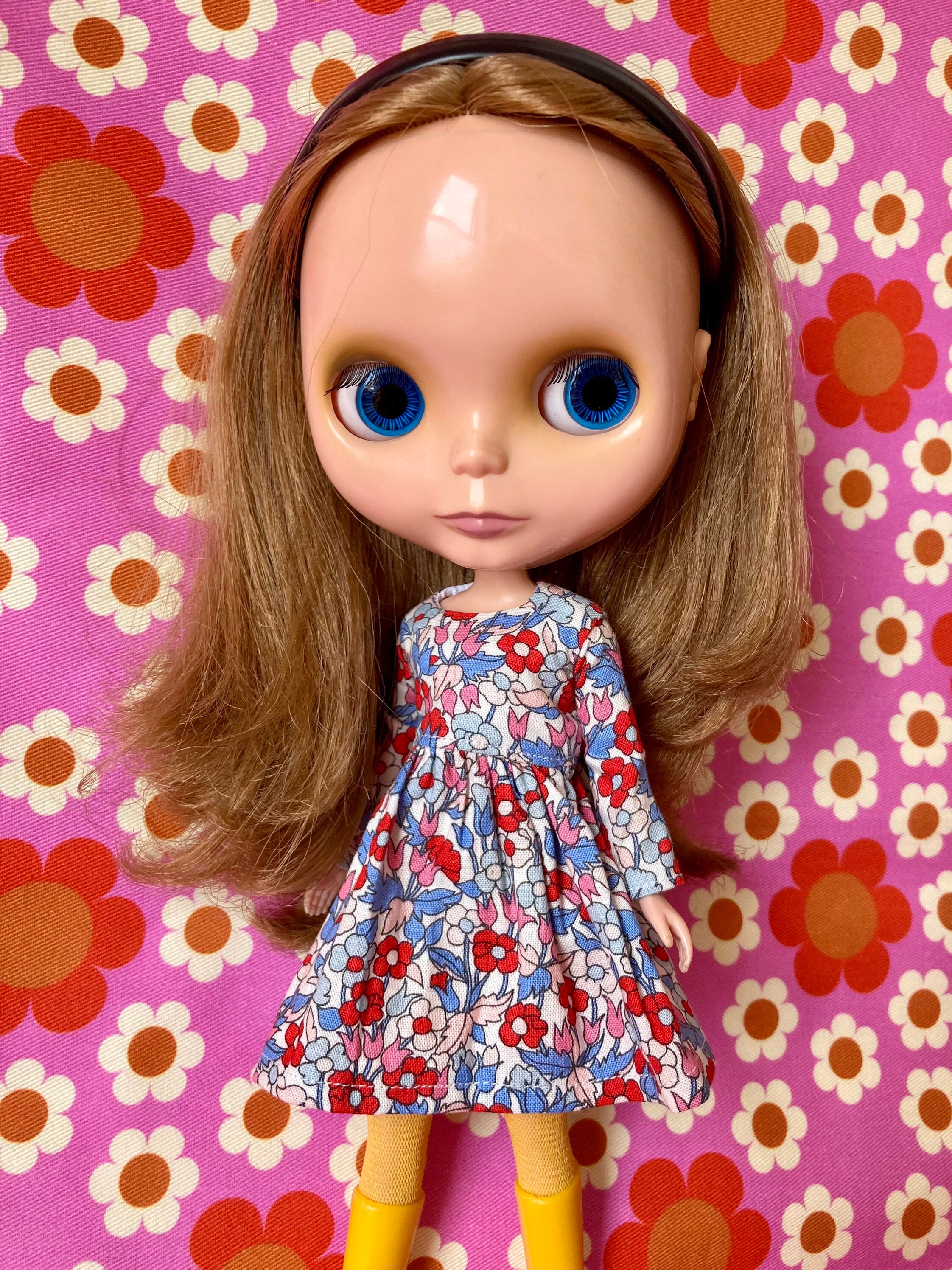 Liberty Piccadilly Poppy print Long Sleeve dress for Blythe | Etsy