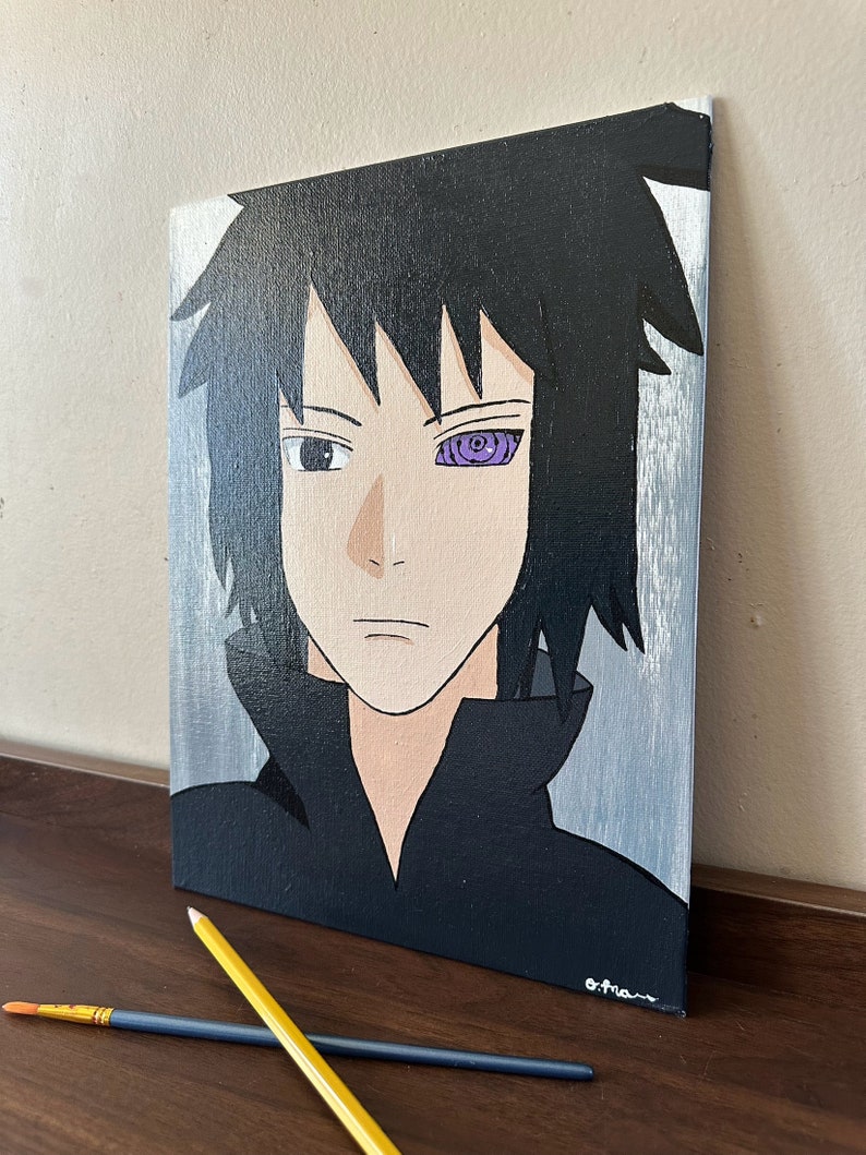 Peinture acrylique Naruto Sasuke Uchiwa image 2