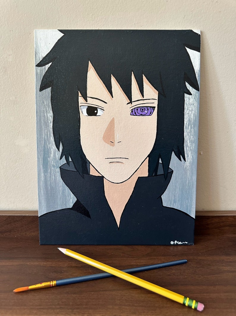 Peinture acrylique Naruto Sasuke Uchiwa image 1