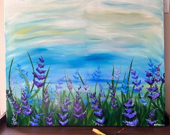 Lavendel Feld Blumen Acrylbild