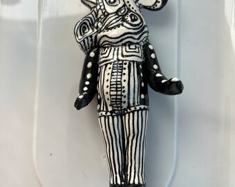 Black and white rooster  wall doll