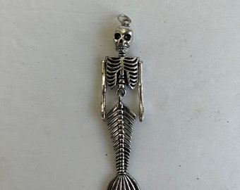 Skeleton mermaid pendant