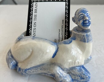 Little blue man business card holder
