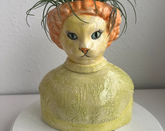 Matilda Cat with red hair planter