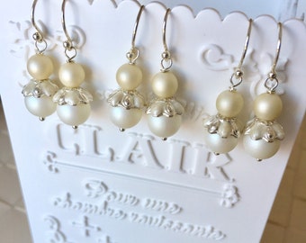 Matt Imitation Pearl Earrings, Bridal Earrings, Elegant Earrings, Dangle Earrings, Bridesmaid Earrings, Wedding Earrings, Bridesmaid Gifts