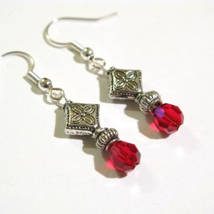 Elegance In Red Earrings, Dangle Earrings, Elegant Earrings, Christmas Party Jewelry, Christmas Gift, Christmas Jewelry, Handmade Earrings