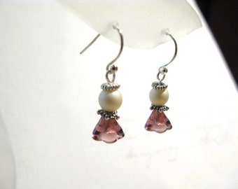 Christmas Angel Earrings - Imitation Pearl