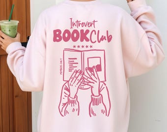 Retro Book Lover Sweatshirt for Women, Book Lover Hoodie with Back Print, Funny Bookworm Birthday Gift for Women, Book Club Sweater