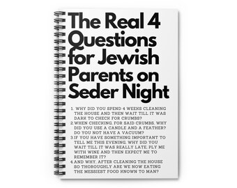 Seder night notebook, afikoman gift - the 4 real questions for parents on seder night