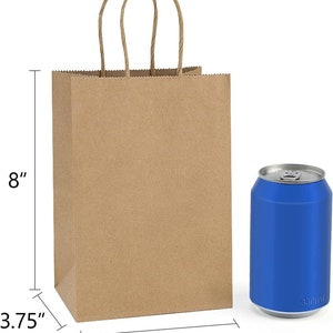 NEW 100 pcs 5 Inch kraft Paper Gift Bags with Handles Holiday Wedding Birthday Holiday Craft bag shopping bag party treat household image 10