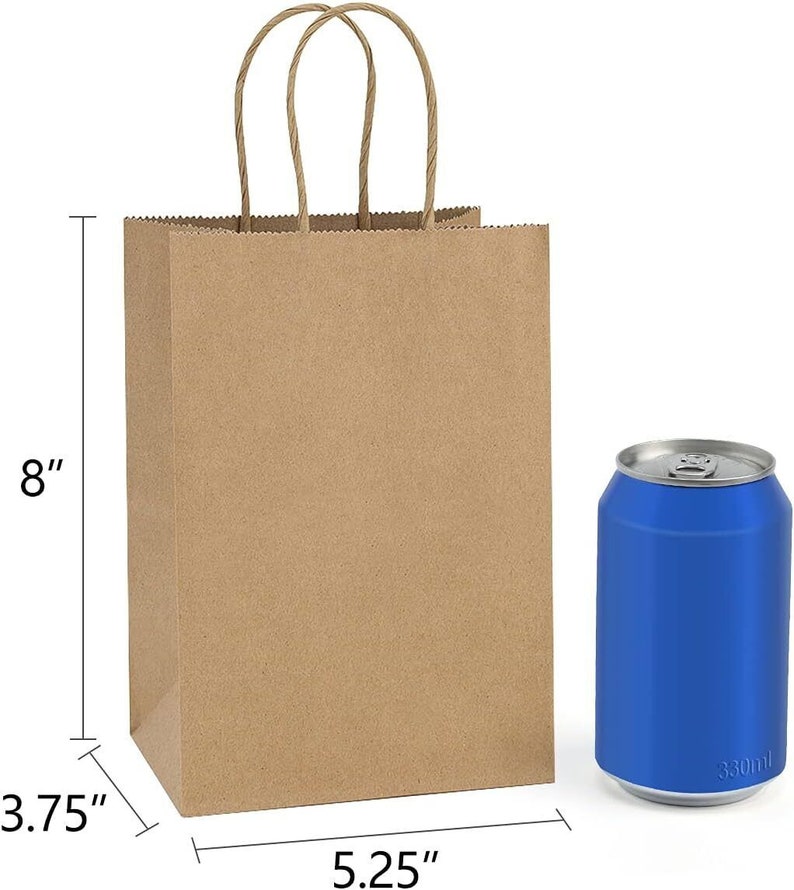 NEW 100 pcs 5 Inch kraft Paper Gift Bags with Handles Holiday Wedding Birthday Holiday Craft bag shopping bag party treat household image 10