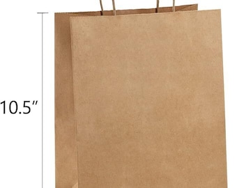 200pcs White 8x4.25 x 10.5 Kraft Paper Gift Bags with Handles shopping bag Holiday Craft bag shopping bag party treat household