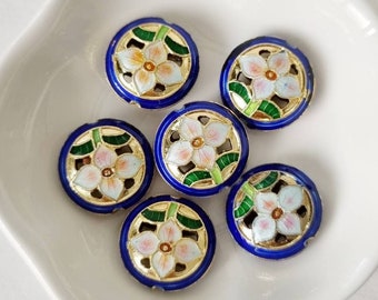 Four Petals Flower Cloisonne Disc 6/12 PCS