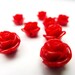 Red Rose Beads in 3D 8pcs