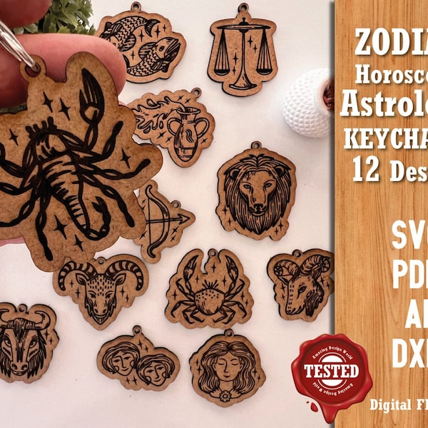 Zodiac  Astrology Keychains v3 Ornaments Horoscope  Signs SVG Bundle, Svg, Celestial Star Sign SVG, Horoscope SVG Bundle, Horoscope Gift