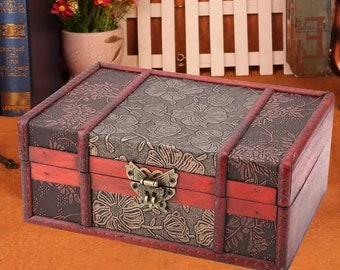 Vintage Chinese Style: Wooden Book Paper Storage Box. Organize Documents & Jewelry in Style. Discover Elegant Storage Solutions!