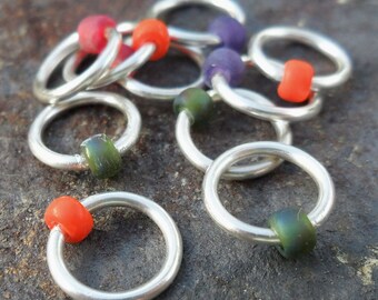 Dangle Free Knitting Stitch Markers Bird Of Paradise Silver Tone Anti Tarnish Rings Choose Ring Size and Quantity