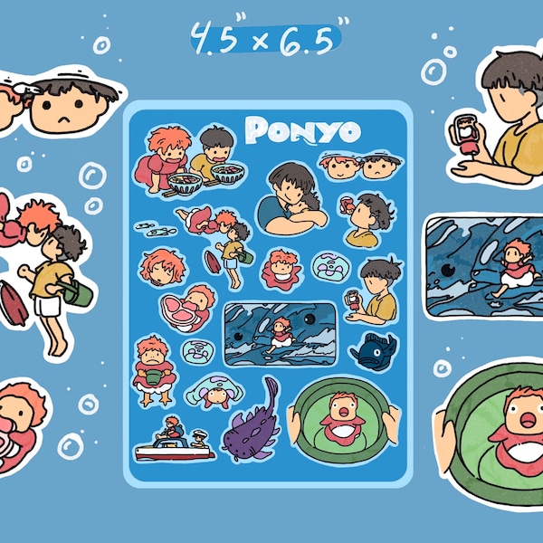 The Japanese little mermaid~ | cute stickers, studio ghibli, pretty stickers, ponyo, scrapbook stickers, journaling sticker