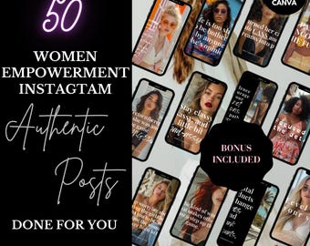 50 Rich Woman Empowerment Instagram Post | Motivational Quotes | Black Girl Magic | Faceless Marketing Templates | Girl Boss Inspiration