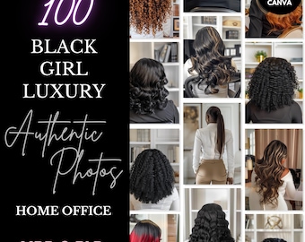100 schwarze Mädchen Luxus Stock Bilder | Ästhetische Home Office Stock Fotos | AI Modell Lager Bilder | Girl Boss Bilder | Luxus Lifestyle Bilder