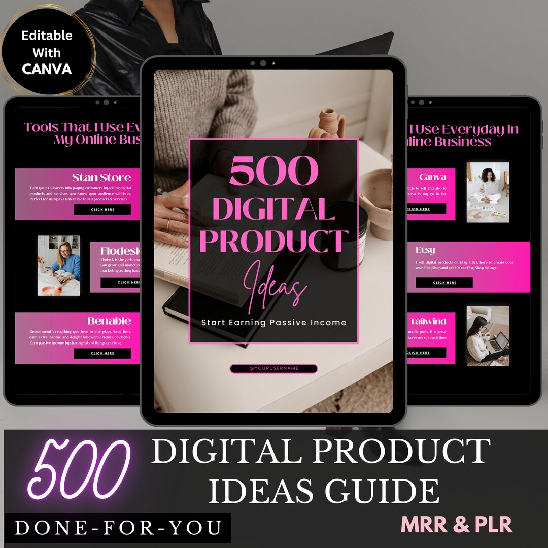 500 Digital Product Ideas | Master Resell Rights | Canva Template ...