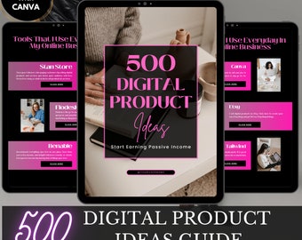 500 Digital Product Ideas | Master Resell Rights | Canva Template | Private Label Rights | Done For You Digital Product Ebook | Side Hustle.