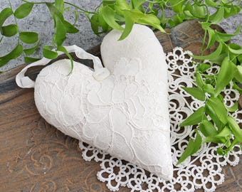 Lace Valentine Heart Lavender Sachet - French Linen with Alençon Lace