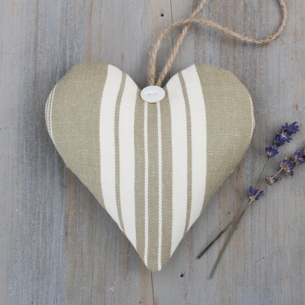 Vintage French Ticking Lavender Sachet Heart, French Country