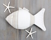 Lavender Sachet Striped FISH, Vintage Textiles, Coastal Decor